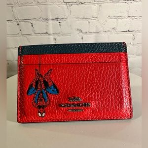 ❤️💙Coach x Marvel💙❤️ Spider-Man leather card case wallet
